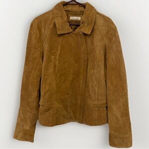 Coldwater Creek Tan Cropped Suede Leather Women's Jacket Size Medium #5400